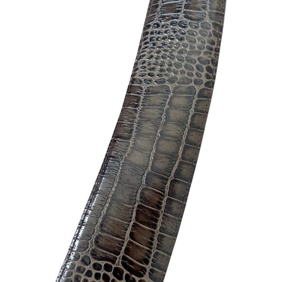 Vintage Croc Embossed Genuine Leather Belt Brown Wide Mob Wife Western Retro Y2K - Picture 8 of 8
